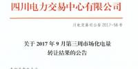 2017年9月第三周四川市場化電量轉(zhuǎn)讓成交電量12469.41萬千瓦時(shí)