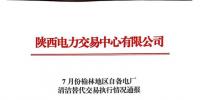 《7、8、9月份榆林地區(qū)自備電廠清潔能源交易執(zhí)行情況通報》