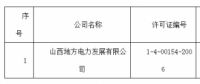 關(guān)于準予山西地方電力發(fā)展有限公司承裝（修、試）電力設(shè)施許可證許可公示（2018）第15號