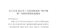 2018年1月份青海電網(wǎng)“兩個細(xì)則”考核結(jié)果：11家風(fēng)電場全部為零