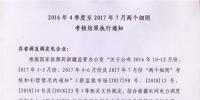 新疆2016年4季度至2017年7月兩個細則考核結果執(zhí)行