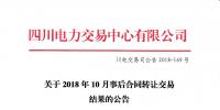 四川2018年10月事后合同轉(zhuǎn)讓交易：省內(nèi)成交電量1.55192億千瓦時(shí)