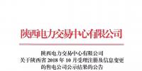 陜西電力交易中心有限公司關(guān)于陜西省2018年10月受理注冊及信息變更的售電公司公示結(jié)果的公告