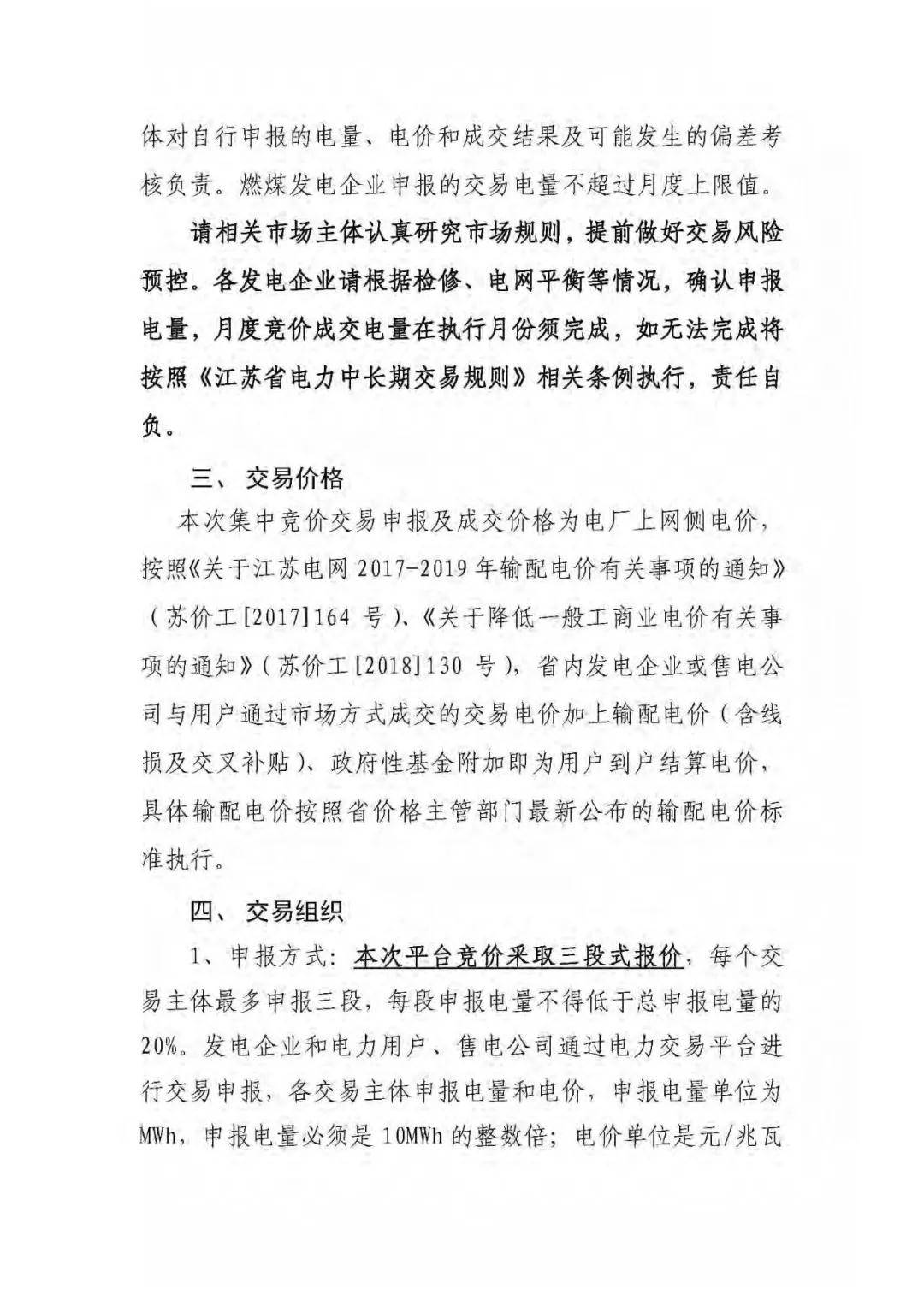 江蘇2019年3月份江蘇省電力集中競價交易（附購電方申報需量）
