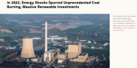 2022年能源危機導致煤炭消費反彈，但可再生能源投資上升更快