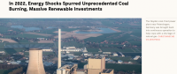 2022年能源危機導(dǎo)致煤炭消費反彈，但可再生能源投資上升更快